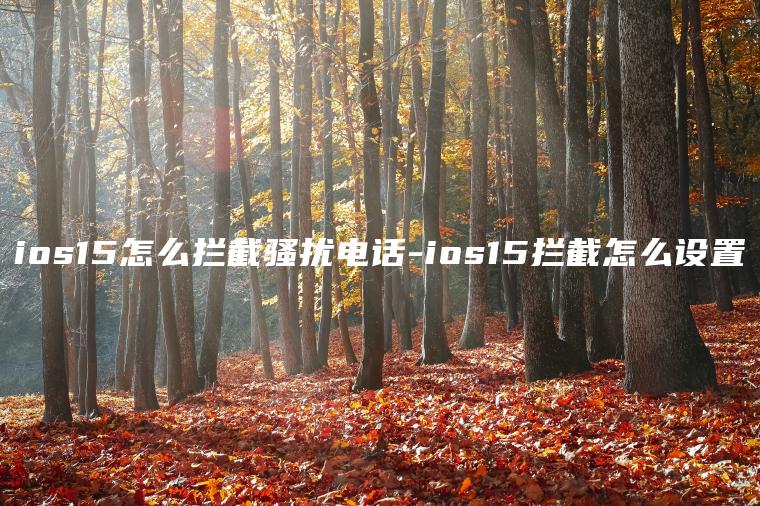 ios15怎么拦截骚扰电话-ios15拦截怎么设置